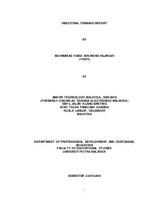 Contoh Report Latihan Industri