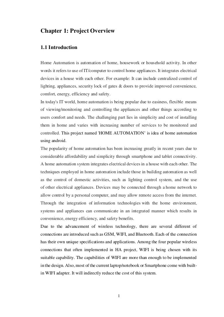 Home automation system project report Home automation system project report