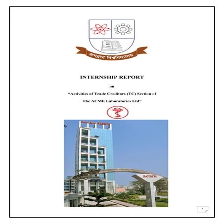 Report of activities of trade creditors section of the acme laboratories ltd