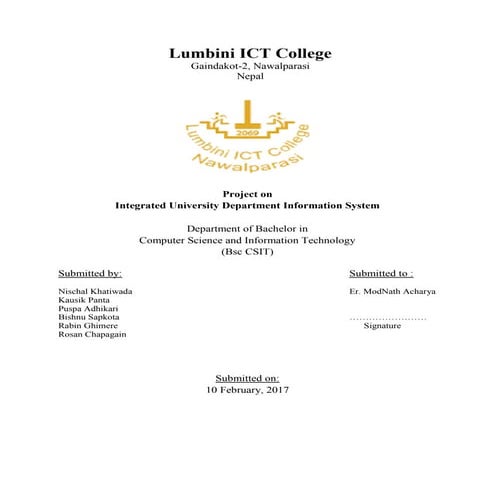 Report of case study on an integrated university department information system