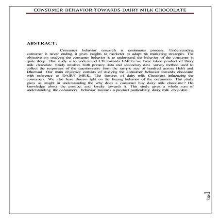 Report on Consumer behavior towards dairy milk