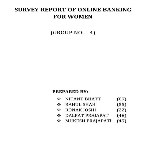 Report on Online Banking for Women