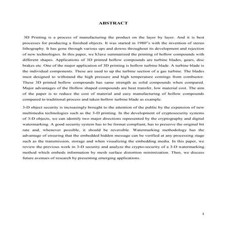 Report on 3-D Printing