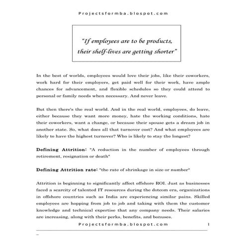 Report on attrition rates of bpo and ites