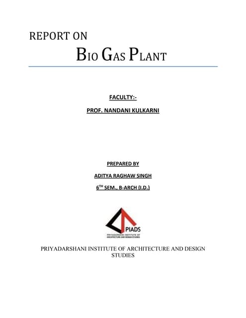 Report on Bio Gas Plant