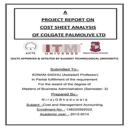 Report on cost analysis (cost)