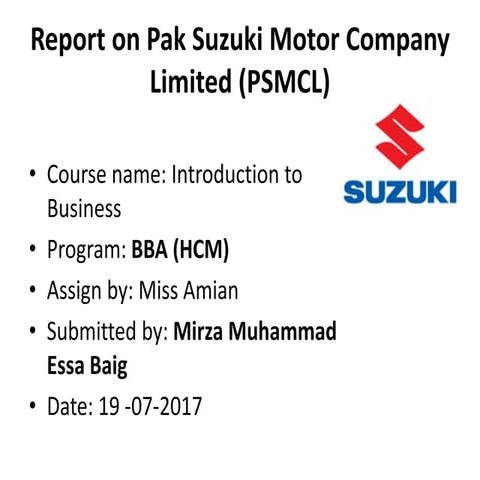 Pak Suzuki Business aspects