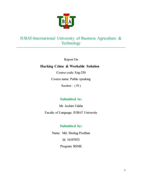 Report on hacking crime and workable solution