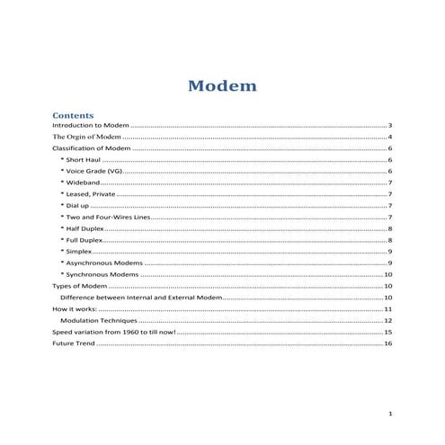 Report on modem