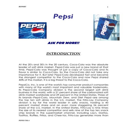 Report on pepsi