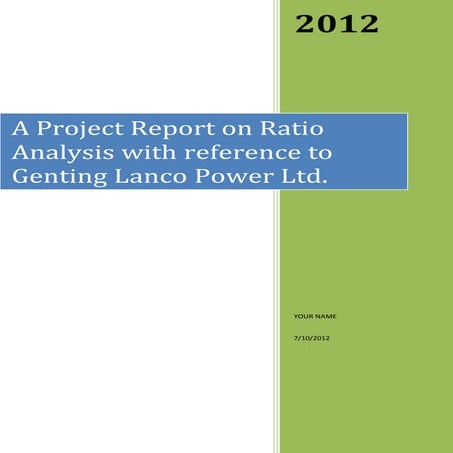Report on ratio analysis