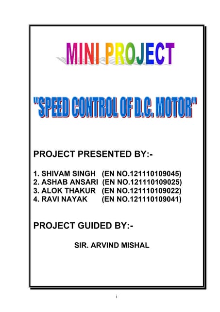 Report on speed control of d.c. motor using pwm method