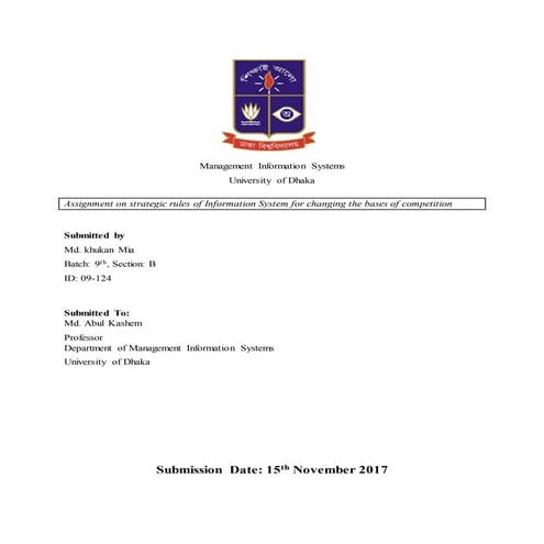 Report on strategic rules of Information System for changing the bases of com...