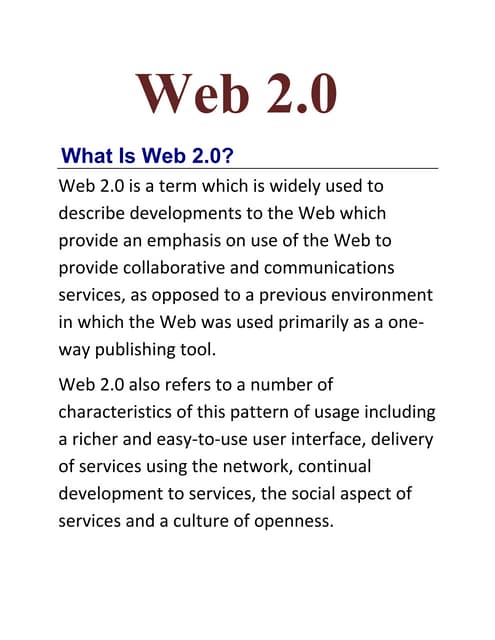 Report On Web 2.0