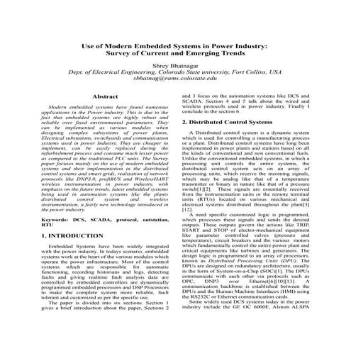 ￼Survey: Embedded Systems In Power Industry
