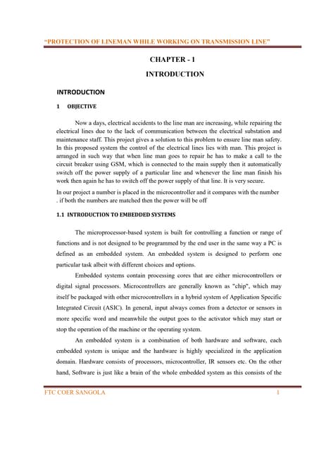  protection on lineman while working on transmission line report