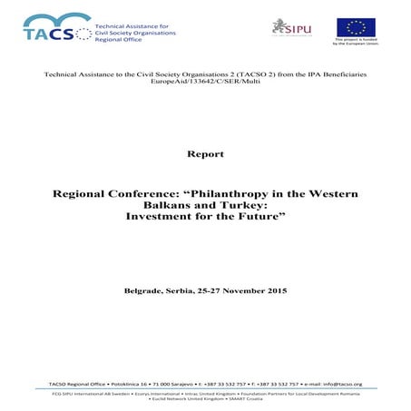 Regional Conference - Philanthropy in the Western Balkans and Turkey: Investm...