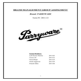 Parryware - Brand Management