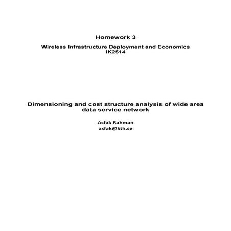 Network dimensoning and cost structure analysis of Radio access Network
