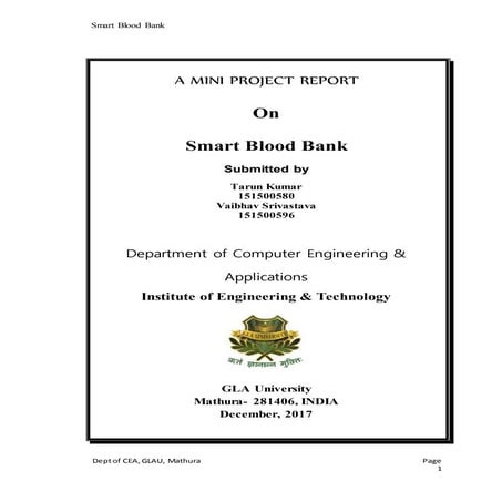 Report on Smart Blood Bank project