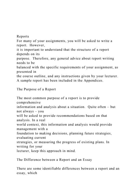 ReportsFor many of your assignments, you will be asked to wr.docx