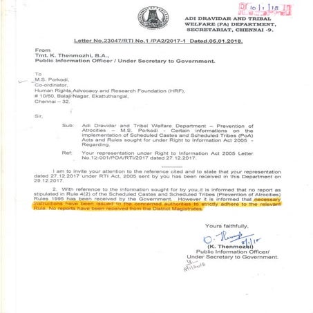 Reports from district magistrates