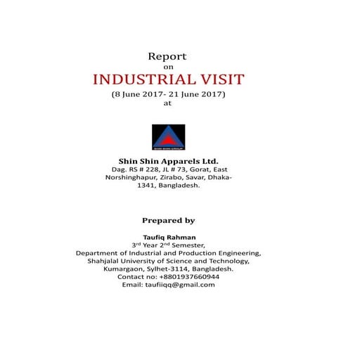 Report on Industrial Visit at Shin Shin Group