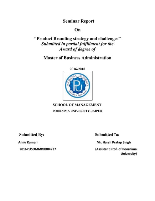 Reports on product branding