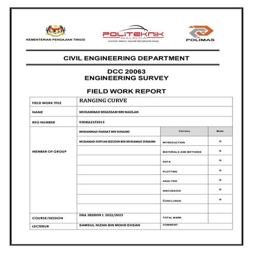 REPORT SURVEY RANGING CURVE CIVIL ENGINEERING.pdf