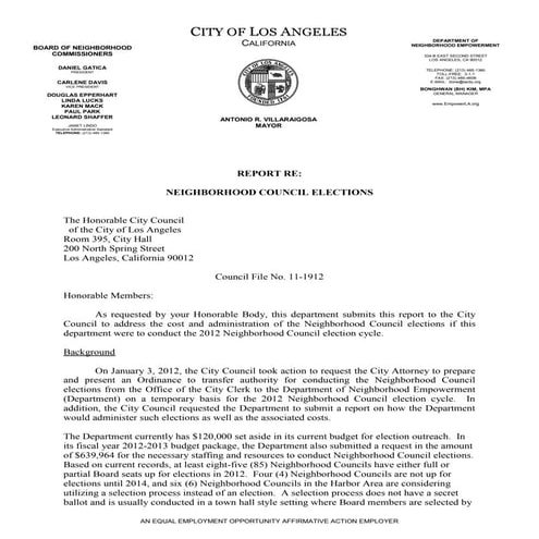 Report to council re neighborhood council elections - draft 2