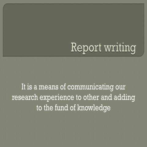 Report writing | PPT