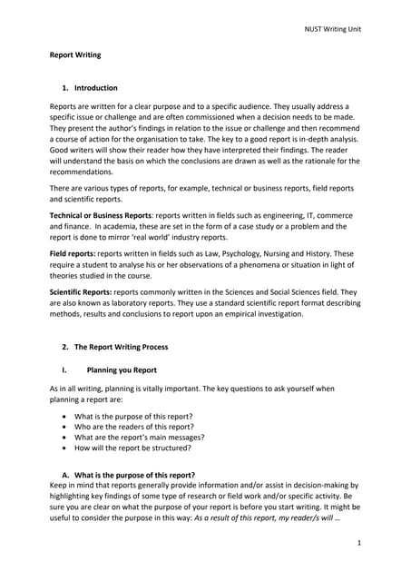 Sample template of report writing | PDF