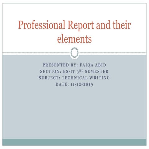 Report writing and its elements