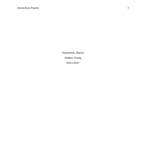 Zuranolone Report (Holden Young - Roseman University of Health Sciences)