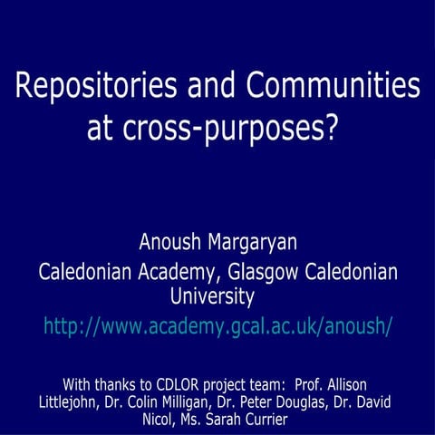 Repositories and communities at cross-purposes
