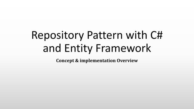 Repository Pattern with c# and Entity Framework