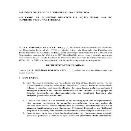 Representação tornozeleira - Jair Bolsonaro - Tornozeleira eletrônica