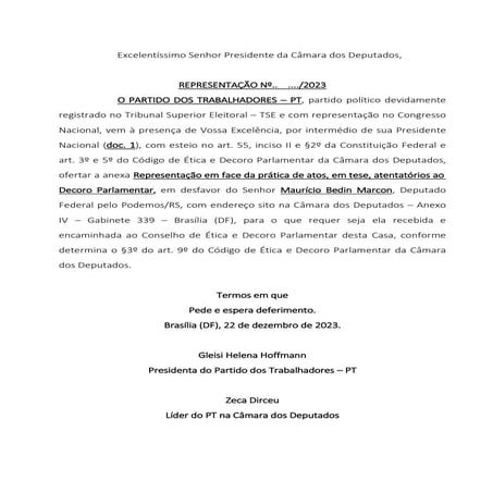 Representação contra Mauricio Marcon (Podemos-RS)