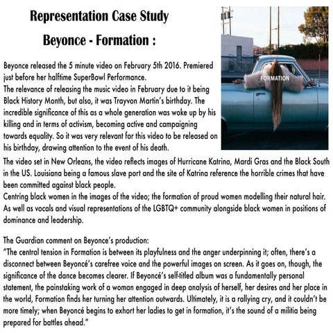 C1SA Beyoncé Formation A2Y2 A level Media Studies | PPTX