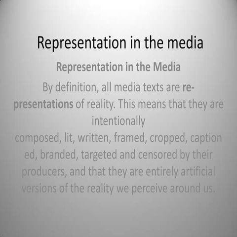 Representation in the media  gender