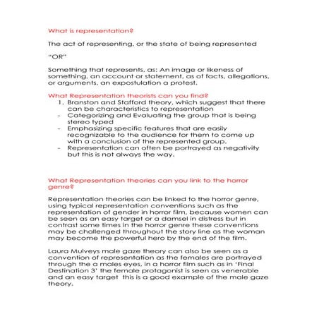 Representation investigation