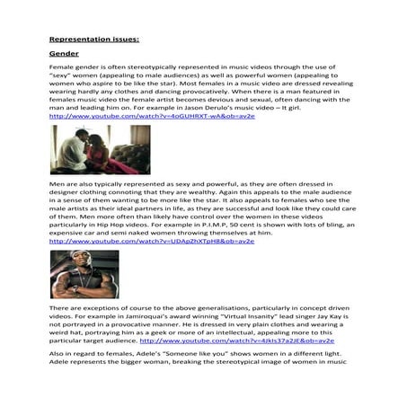 Representation issues