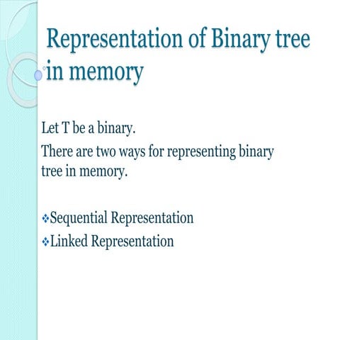 Binary Tree Representation in memory | PPT