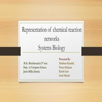  systems biology- Representation of chemical reaction networks