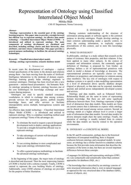 Representation of ontology by Classified Interrelated object model