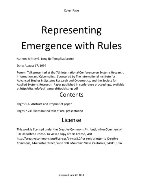 Representing emergence with rules