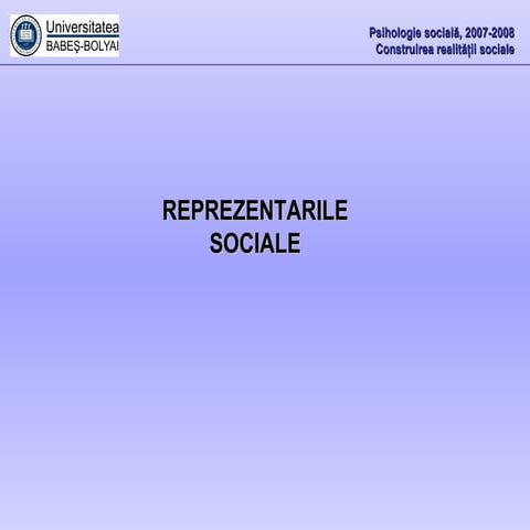 Reprezentarile Sociale