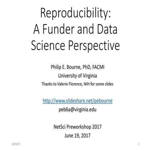 Reproducibility: A Funder and Data Science Perspective