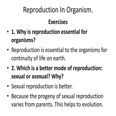 Reproduction in organism NCERT Question and Answer by mohanbio2013
