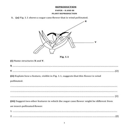Reproduction practice questions - plant focus
